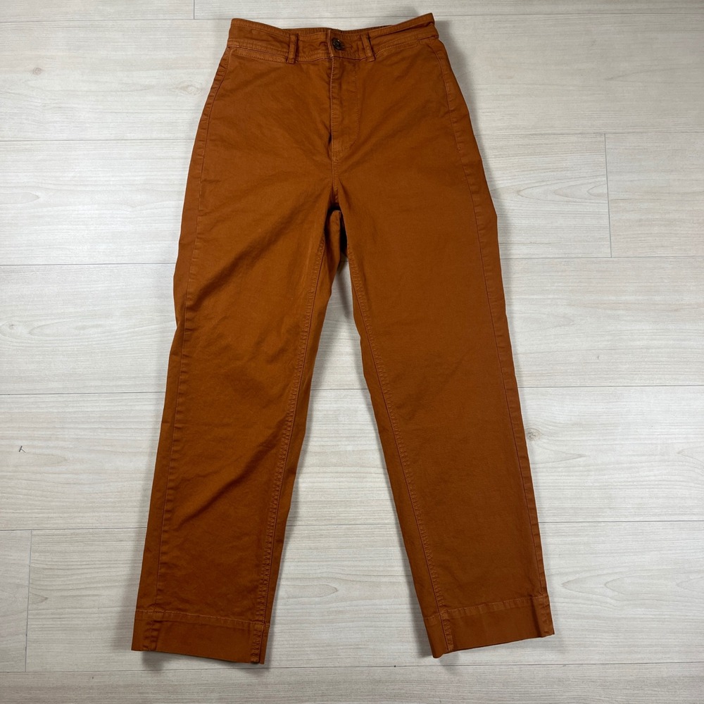 Everlane Straight Leg Crop Pants Burnt Orange High Rise Chino Size 00